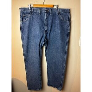 Mens 46x30 Wrangler Straight Leg Jeans Blue Denim Regular Fit Classic 5-Pocket